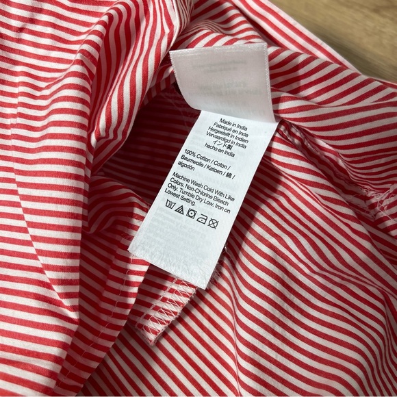 J.CREW Classic Red White Striped Belted Crisp Poplin Shirt Dress Size 0P - Picture 11 of 11